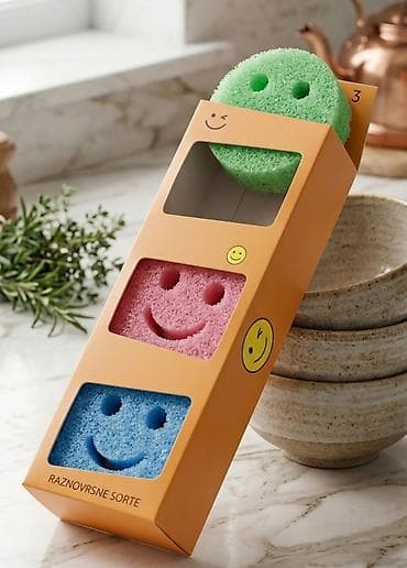 nemacke serpe: Set od 3 kuhinjske sunđera – raznobojni “smiley” oblici - Sadržaj — 1
