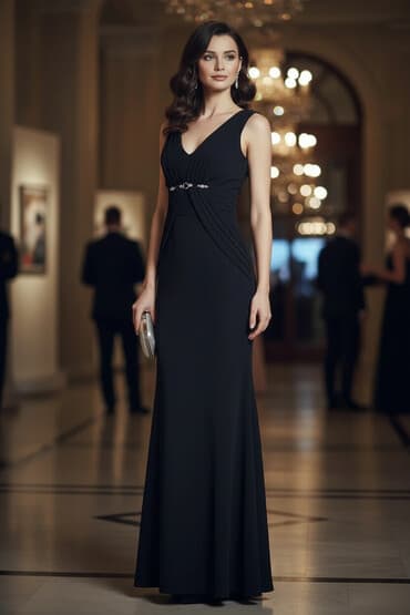 Blazers: Elegantna duga crna haljina bez rukava. - Kroj: duga, blago sirena — 1