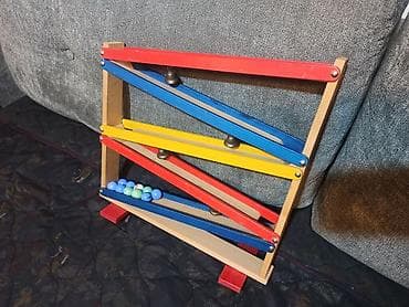 espadrile sa platformom: Drvena igračka KASKADE sa pet staza, četiri zvončića i 10 kuglica — 6