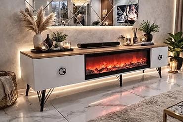 jela namestaj novi sad: TV komoda sa ugrađenim električnim kaminom - Moderan dizajn sa čistim — 9