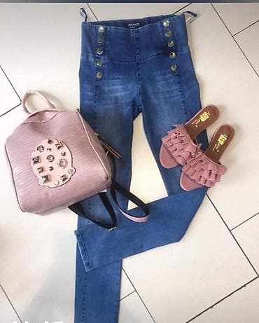 ysl torbe: Ženske visokostruke skinny farmerke – plavi teksas Vel S - Kroj — 3