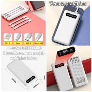 drzac za telefon za auto: Cena 1950 din Višenamenski PowerBank sa 3 u 1 konektorima za iPhone — 1