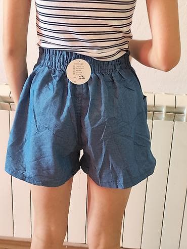 latex pantalone: Ženske letnje šorts pantalone – plava denim nijansa - Model: ležeran — 2