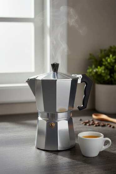 prsten za mobilni telefon: Moka pot aparat za kafu, od aluminijuma NOV aluminijumski moka-pot — 1