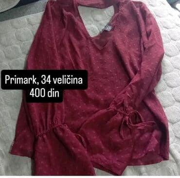 primark temisvar: Ženska bluza Primark, veličine 34, sa dugim rukavima i V izrezom — 1