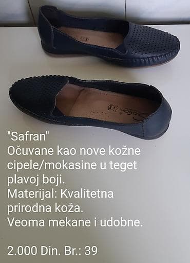 Ženske kožne cipele/mokasine “Safran” - Boja: teget plava - Veličina