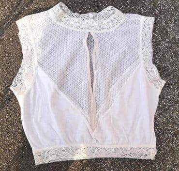 zara top na jedno rame: M (EU 38), Cotton, Embroidery, Single-colored, color - White — 1
