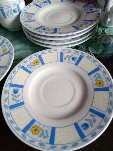 Kuhinjski setovi: Soljice nove za kafu,Donna,porcelanske. Komada. 6. Tacne. 12cm — 5