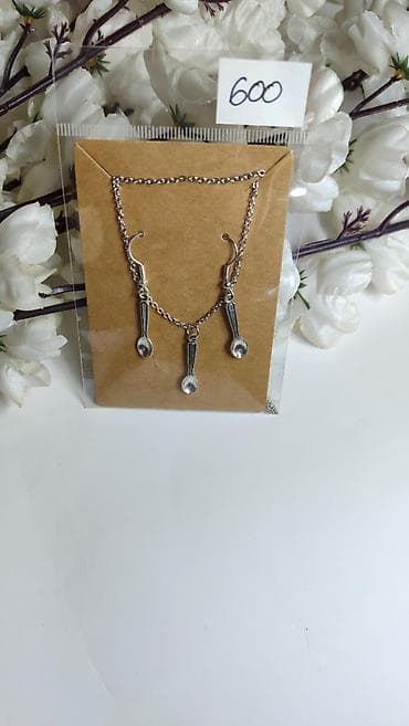 dzepni sat sa lancem: Set nakita sa motivom kašičica – ogrlica i minđuše. - Dizajn: sitne — 1