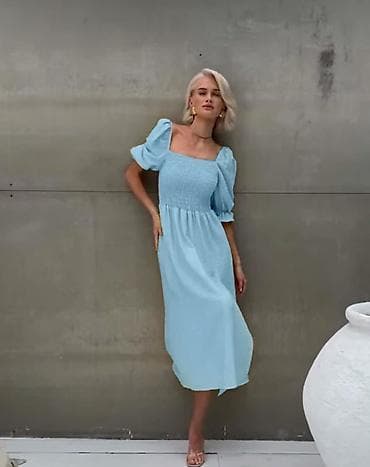 Muška obuća: 💫Midi haljina sa puf rukavima i kvadratnim izrezom
✅200 0din — 3