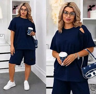 berška: Dvodelnj set za punije dame,oversize majica i bermude. - Model — 5