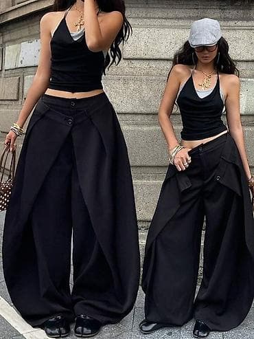 kp haljine: Ženske pantalone širokog kroja sa preklopom – statement model 2400din — 9