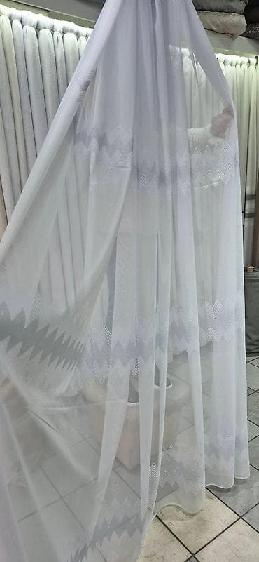 posteljina po meri: Poluprozirne zavese – bela i krem varijanta, sa tkanoj prugom/dekorom — 7