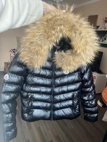plavi kaput sa krznom: Moncler, M (EU 38), Jednobojni, Sa postavom, Krzno — 3