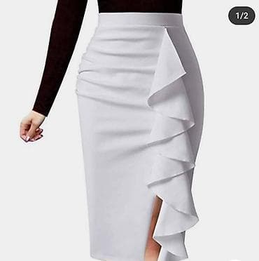 Suknja na karner i slic sa elastinom. Krem bela,setlo siva,tamno