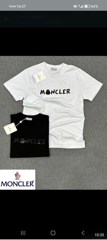 trenerka velc m: Majica na kratke rukave, L (EU 52), Moncler, bоја - Crna, Pamuk — 1