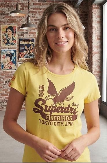 Ženska majica kratkih rukava Superdry Firebirds - Boja: žuta -