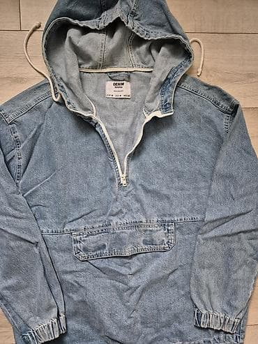 hello kitty torbica: Bershka DENIM anorak sa kapuljačom - Materijal: svetlo plavi teksas — 3