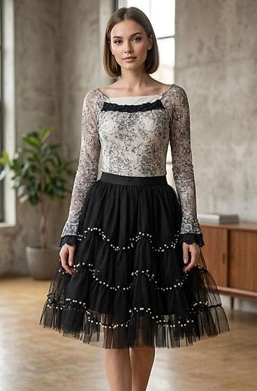 biseri nakit: Komplet - Silueta: midi dužina, A-kroja sa slojevitim tilom koji — 1