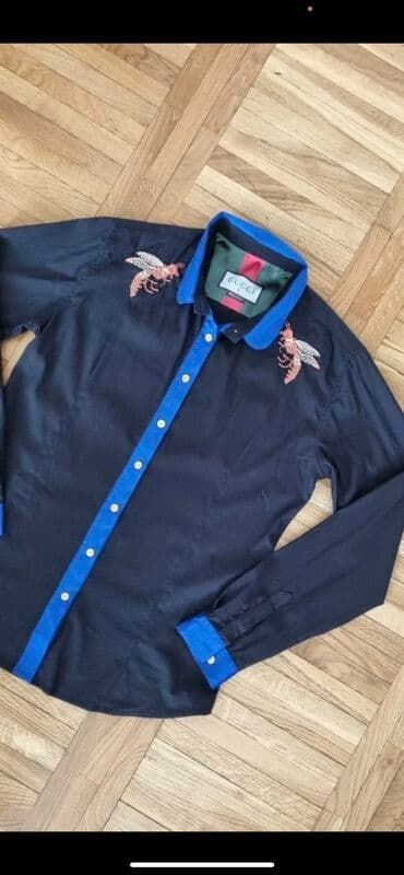 Majice: Košulja Na duge rukave, L (EU 52), Gucci, bоја - Crna, Pamuk — 1