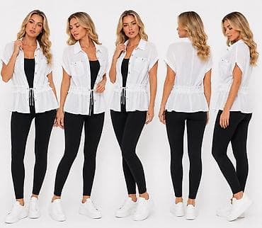 lacoste bele patike: Ženska lagana košulja/bluza na dugmad – bela - Kratak rukav sa — 3