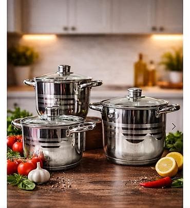 amc home solje: Set od 3 šerpe od nerđajućeg čelika sa staklenim poklopcima gs - — 1