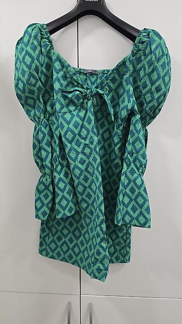 Men's Clothing: Zelena mini haljina sa geometrijskim printom (dijamanti) u dve nijanse — 2