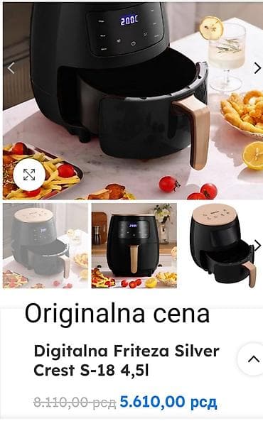 Mikrotalasne rerne: Friteza na vruć vazduh (air fryer) Model:SilverCrest S-18.Zapremina — 9