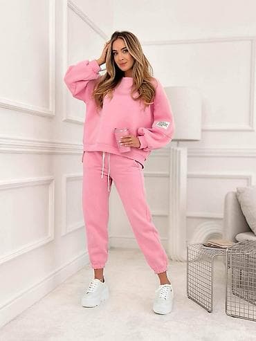 trenerke tek flis: Ženski komplet trenerke – duks + donji deo - Kroj: opušten, oversized — 3