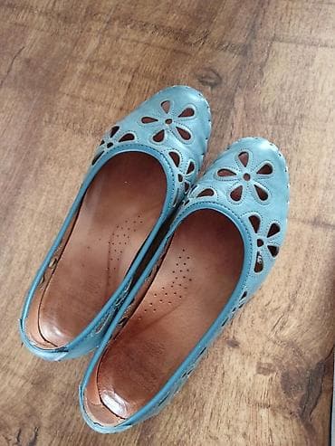 waikiki kozne pantalone: Ženske baletanke od prirodne kože, svetloplave boje. Gornjište — 1