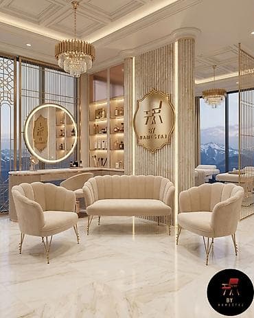 Stilske vitrine: Luksuzni set tapaciranog nameštaja – 3 dela (dvosjed + 2 fotelje) - — 1