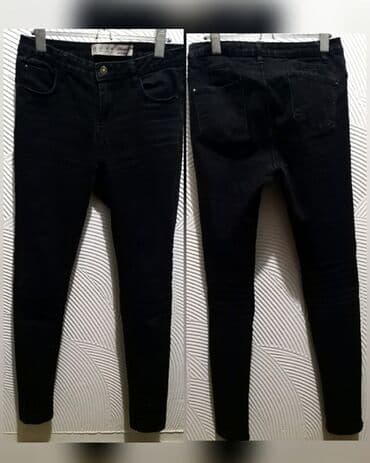 lanene pantalone lidl: Denim Co push-up L Sa puno elastina,skinnydubljeg struka Struk 40 — 1