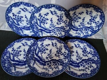 porcelanske solje za caj: Japanski porcelanski tanjiri,rucno oslikani 1950g+. Japanski desertni — 4