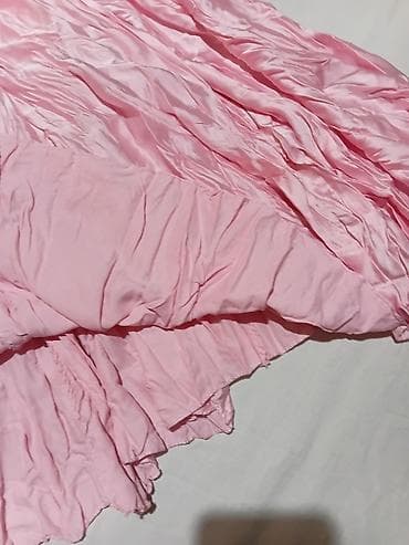 ivko clothing: Roza duga suknja od satenskog sjajnog materijala. - Kroj: široka — 4