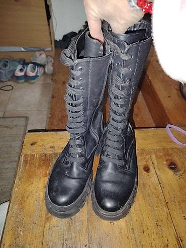 puma muske patike: Crne kožne čizme sa pertlama – visoki model - Materijal: prirodna — 1