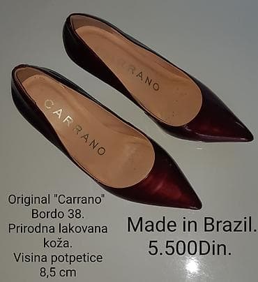 obuca za more: Original Carrano salonke - Model: bordo, špic - Veličina: 38 - — 8