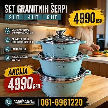 dormeo jastuk i cebe za decu: Set granitnih šerpi König – 3 dela: 2 l, 4 l i 6 l. - Granitni — 1