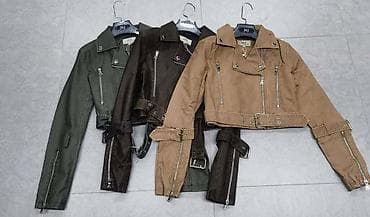 Jackets, Coats, Vests: Jakna zenska prllecna,kraća biker sa kaišem i metalnim rajsferšlusima — 1