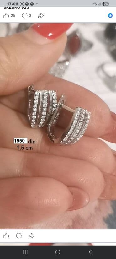 Ostali aksesoari: Srebrne minđuše – više modela, srebro 925. - Model 1: polukružne — 2