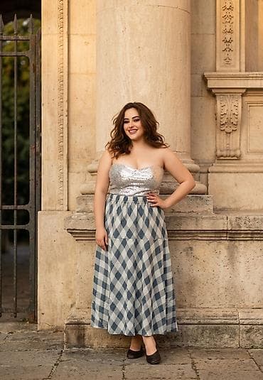 kaftan novi pazar: Ženska midi suknja sa A-krojem i elastičnim pojasom - Dužina: midi — 10