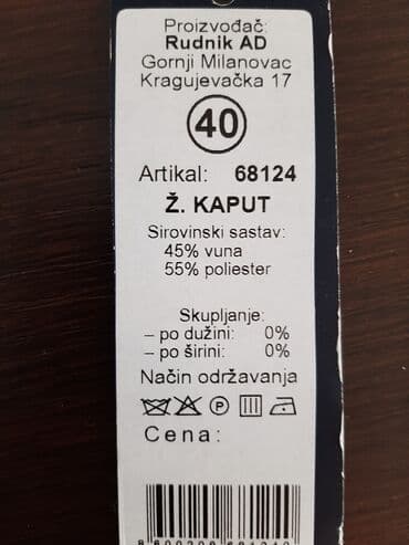 zenske zimske jakne sa krznom iz turske cene: POPUST Ženski kaput br 40 RUDNIK
sastav :45 % vuna i 55% poliester — 5