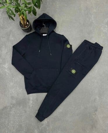 trenerka tech fleece: Komplet, Stone Island, bоја - Tamnoplava, Pamuk — 1
