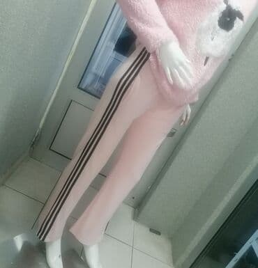 prugaste pantalone: Adidas, M, Prugasti, bоја - Roze — 1