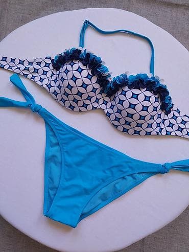 kupaci sinsay: Dvodijelni kupaći kostim – plavo/beli - Gornji deo: push-up korpe sa — 3