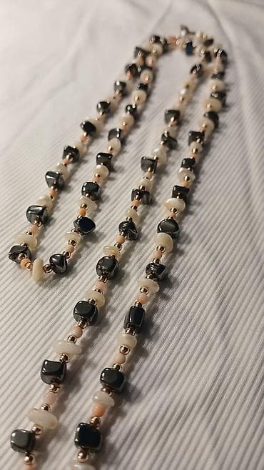 sat sa slikom: Ogrlice od poludragog kamenja – 2 modela - Ručno nizan dugi lanac sa — 2