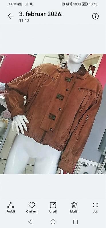 kamel sako: Ženske kožne helanke + kratka jakna od brušene kože (set) - Boja — 6