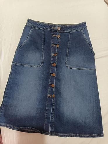 Suknje: Teksas suknja sa dugmadima sprijeda - Materijal: klasični denim — 4
