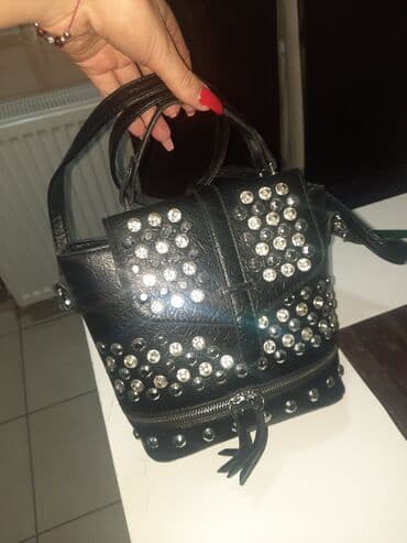 guess plisana torba: Torba puna cirkona. Moze da bude ranac, moze torba. Prelepa nova — 3