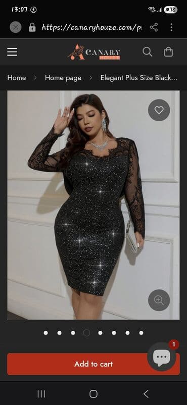 helanke l: Elegantna crna večernja haljina za punije dame - Kroj: uska, midi — 3