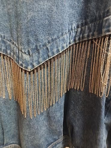 pandora slovo m: Džins jakna sa resama od metalnih lančića - Materijal: klasičan plavi — 2